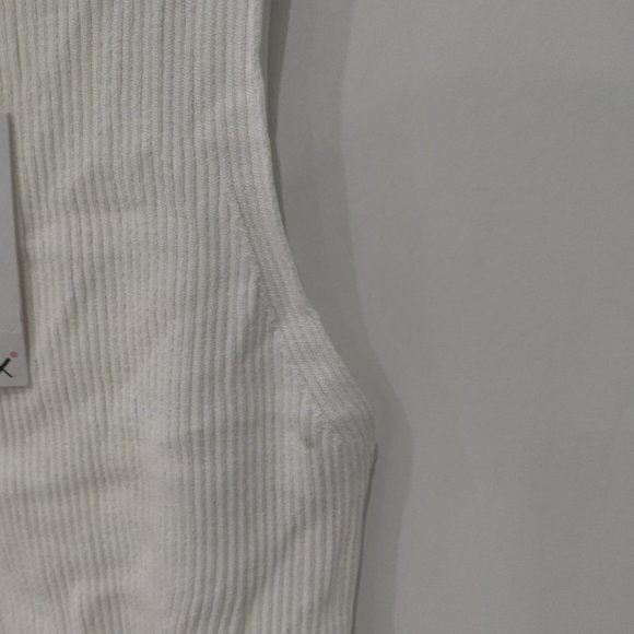 SOILED Dex Clothing Women's Ribbed Knit Tank Top White Size L $60 2A043 - Picture 3 of 5